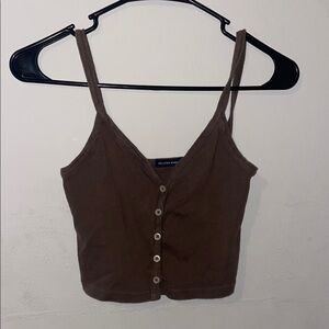 Brown Button-Up Crop Top